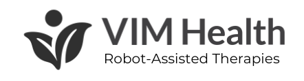 Black Vim Health logo with Robot-assisted therapies tagline