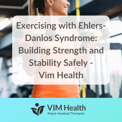 Background image of women exercising. with text in a white box that reads: exercsing with ehlers-danlos syndrome: building strength & stability safely